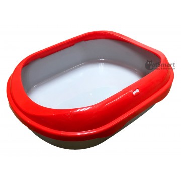 Cat Litter Pan Round Rectangle Red
